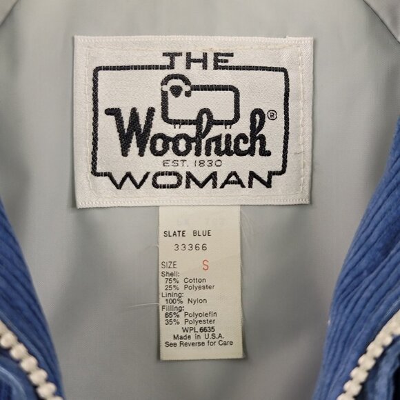 Vintage Woolrich Woman Slate Blue Corduroy Jacket S Poly Cotton Thinsulate USA - Picture 2 of 14